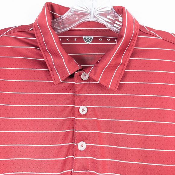 Nike Golf Ventilated Striped Active Polo Shirt Mens Large Red White 231584-642 - Picture 7 of 16